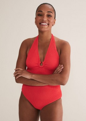 Coral Phase Eight Red Halterneck Swimwear | 3126ZJUVP