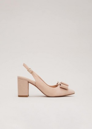 Cream Phase Eight Bow Front Slingback Block Heels | 8496ARIJN