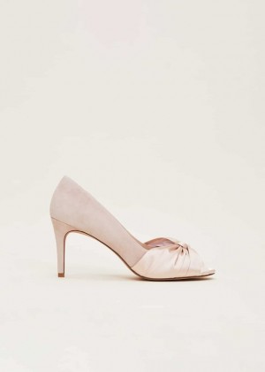 Cream Phase Eight Satin Twist Peeptoe Heels | 7923WXNVJ