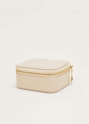 Cream Phase Eight Small Leather Box Jewellery | 9038HMRYI