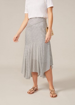 Dark Grey Phase Eight Tilia Stripe Skirts | 4256UMSPQ