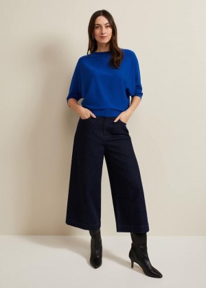 Dark Wash Phase Eight Leyla Dark Wash Denim Culotte Jeans | 5872FURPD