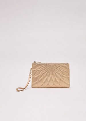 Gold Phase Eight Gold Leather Crossover Stitch Bags | 4168ESDMJ