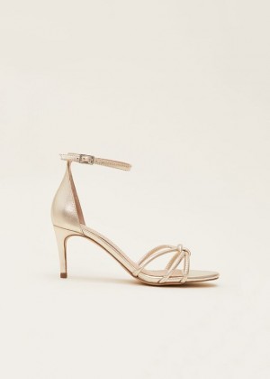 Gold Phase Eight Gold Open Toe Heels | 5314FZABR