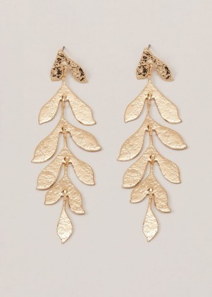 Gold Phase Eight Long Petal Drop Jewellery | 9368XVZRH