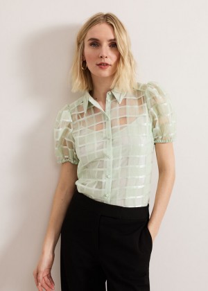 Green Phase Eight Angie Check Shirts | 8019NRBWI