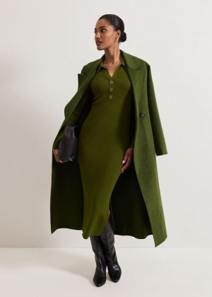 Green Phase Eight Darcy Double Faced Wool Coats | 9328JFNXH