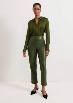 Green Phase Eight Mya Pu Crop Trousers | 0136HJCZD