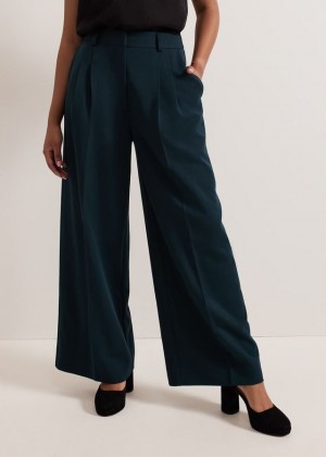 Green Phase Eight Petite Arabella Pleat Wide Legs Trousers | 7936HXMIN