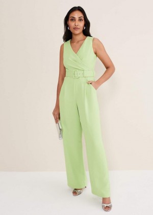 Green Phase Eight Petite Lissia Wide Leg Jumpsuit | 5236ZWDTX