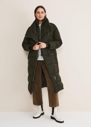 Green Phase Eight Rae Asymetric Puffer Coats | 2940ZYGQO