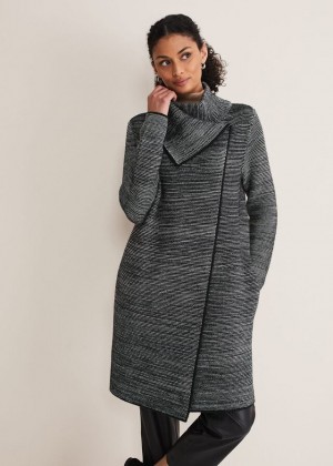 Grey / Black Phase Eight Talia Tweed Coats | 3765MZNBU