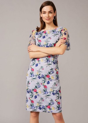 Lavender Phase Eight Lorie Floral Embroidered Dress | 8264KOPLH