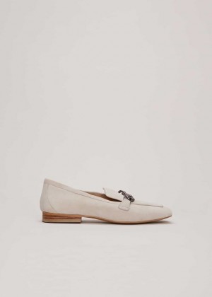 Light Grey Phase Eight Grey Chain Detail Flats | 2048VJEZY