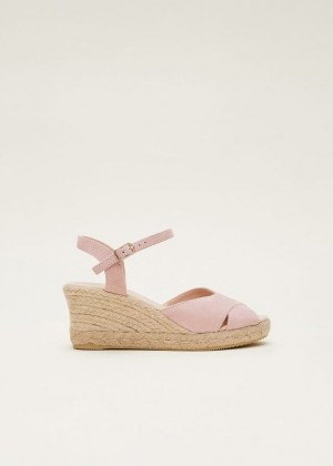 Light Pink Phase Eight Suede Espadrilles Flats | 0973IQOLK