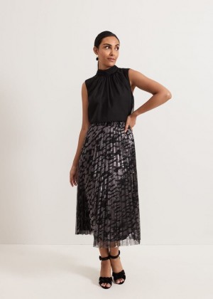 Metal Phase Eight Petite Zoe Metallic Pleated Skirts | 1684USADI