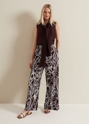 Multicolor Phase Eight Anna Printed Wide Leg Trousers | 2659RYPVD