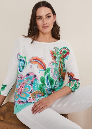 Multicolor Phase Eight Azalia Paisley Print Knitwear | 0234AOKLE