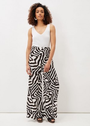 Multicolor Phase Eight Isabelle Zebra Print Wide Leg Trousers | 6094NIJVT