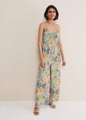 Multicolor Phase Eight Lou Printed Paisley Boilersuit Dress | 3052DYIEK