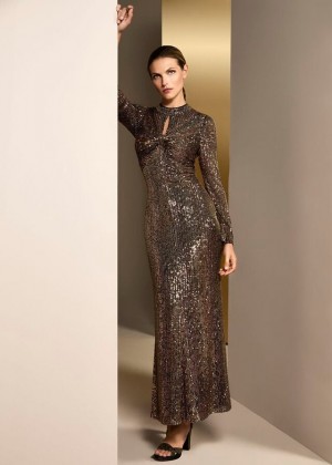 Multicolor Phase Eight Renila Sequin Long Sleeved Dress | 3729QBLNS