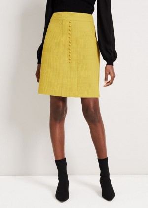 Mustard Phase Eight Skye Textured Skirts | 6174QXUEA