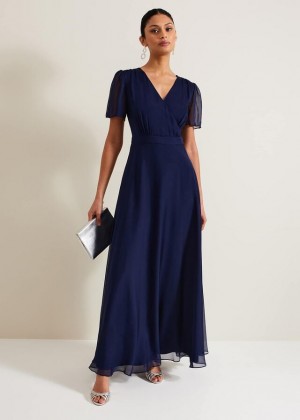 Navy Phase Eight Arwen Silk Dress | 4932CRFVZ