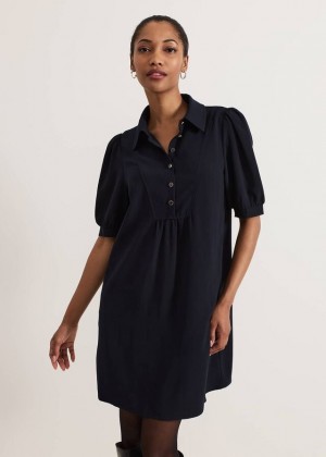 Navy Phase Eight Claudia Button Swing Dress | 5931MTCPQ