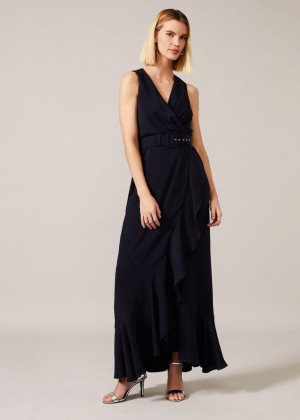 Navy Phase Eight Lara Belted Dress | 7895LJUEA