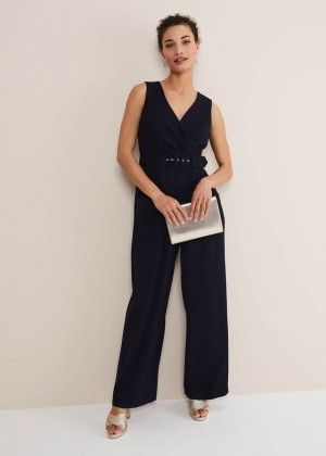 Navy Phase Eight Lissia Wide Leg Jumpsuit | 5436HVRZC