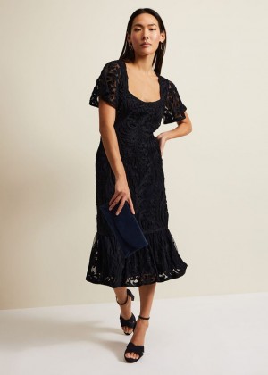 Navy Phase Eight Matilda Tapework Dress | 3578BZWIT