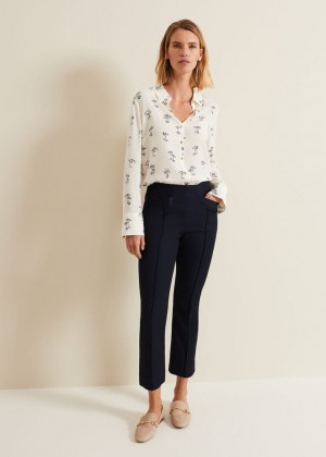 Navy Phase Eight Miah Stretch Capris Trousers | 7815CKVFD