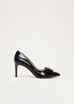 Navy Phase Eight Patent Bow Court Heels | 1659LXIKB