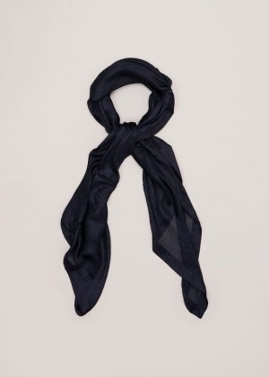 Navy Phase Eight Satin Trim Scarves | 7582NWYZJ