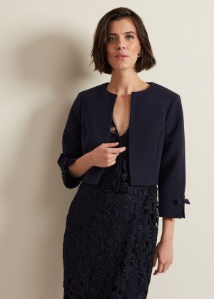 Navy Phase Eight Zoelle Bow Jackets | 5049KLWSD