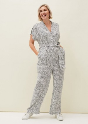 Navy / White Phase Eight Paige Abstract Print Jumpsuit | 4381HDACW