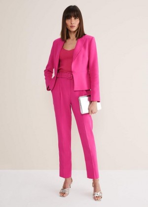 Pink Phase Eight Adria Belted Cigarettes Trousers | 0761ZUTSP