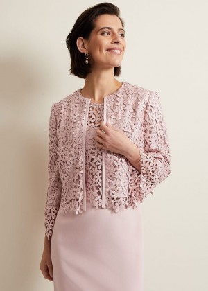 Pink Phase Eight Daisy Lace Jackets | 7145WYCEJ