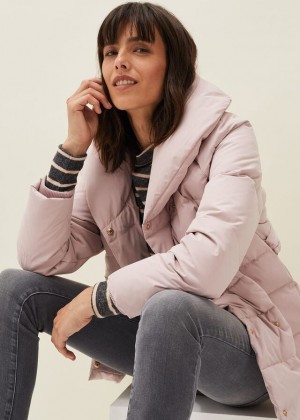 Pink Phase Eight Kyra Wrap Puffer Coats | 1906NLQTO