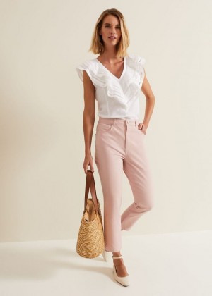 Pink Phase Eight Lindsey Cropped Straight Leg Trousers | 1763RIXGQ