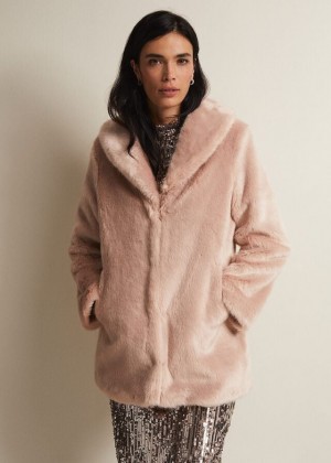 Pink Phase Eight Meg Faux Fur Coats | 6829DYTMX