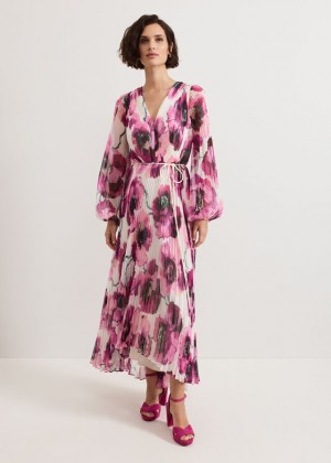 Pink Phase Eight Natalia Floral Dress | 4205IVHMT