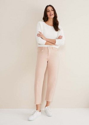 Pink Phase Eight Petra Raw Hem Straight Leg Trousers | 2351XPTVS