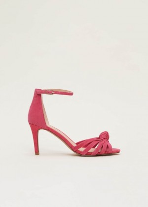 Pink Phase Eight Pink Suede Open Toe Heels | 7938SAUGN