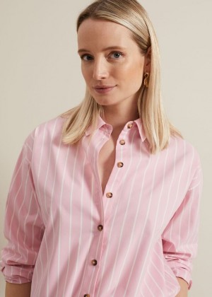 Pink Phase Eight Stripe T Shirts | 4913JMYTR