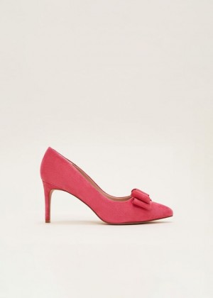 Pink Phase Eight Suede Bow Front Courts Heels | 5493JWLQS