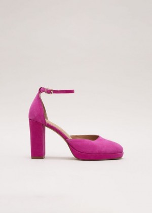 Pink Phase Eight Suede Platforms Heels | 4710YXSBP