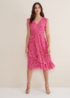 Pink / Multicolor Phase Eight Breesha Floral Midaxi Dress | 0496TWRFG