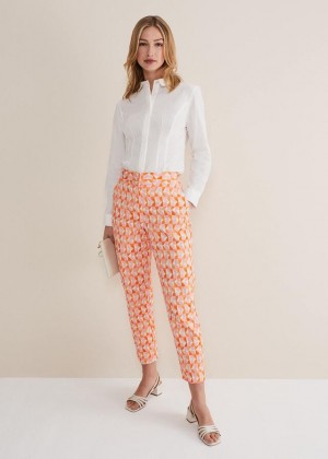 Pink / Orange Phase Eight Elysia Geo Cigarettes Trousers | 2310YIRXK