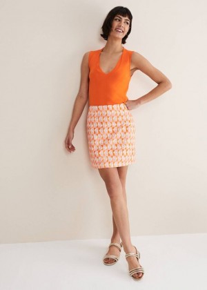 Pink / Orange Phase Eight Elysia Geo Skirts | 3547RGAPC